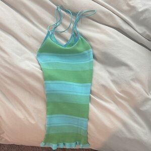 Free People Green and Blue Knit Top